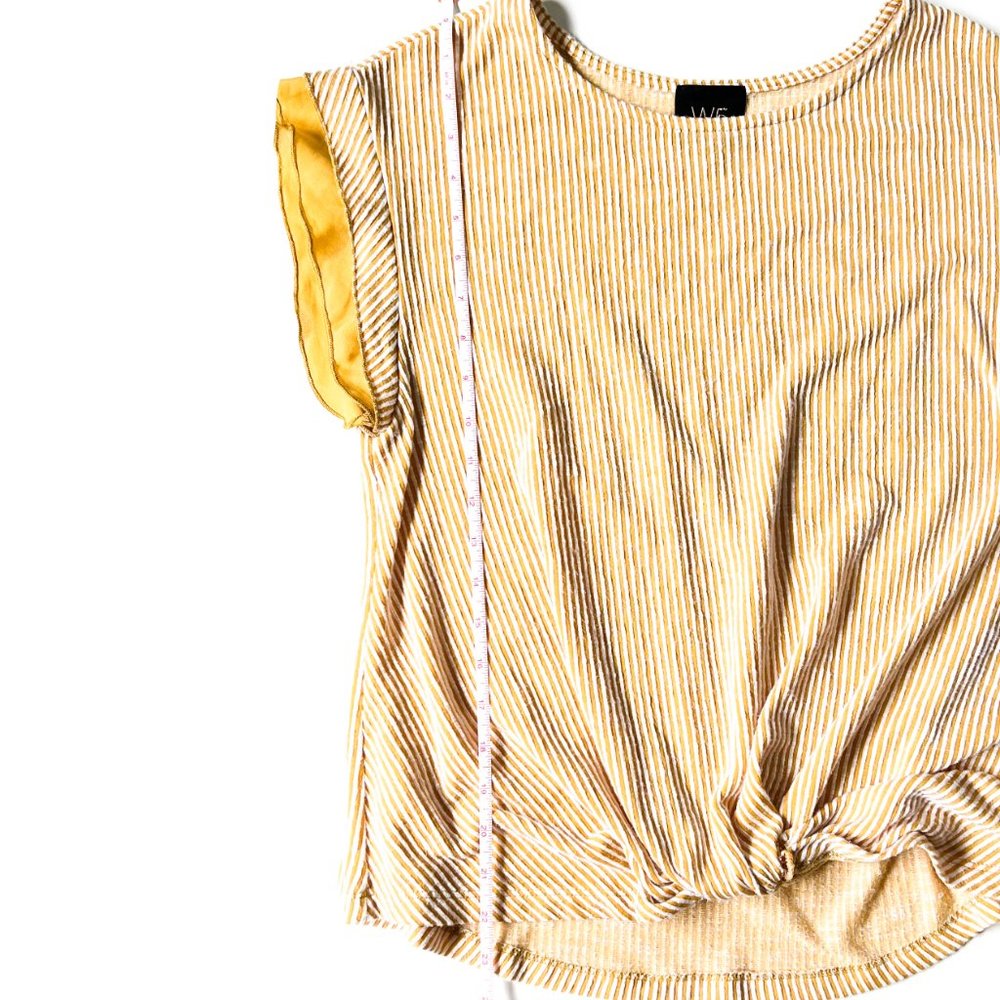 anthropologie w5 yellow striped top w/ruffle sleeves - Picture 3 of 4